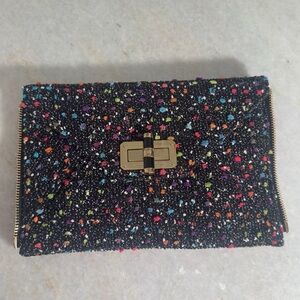 Diane Von Furstenberg Agent Karlie Confetti Tweed Zip On Clutch